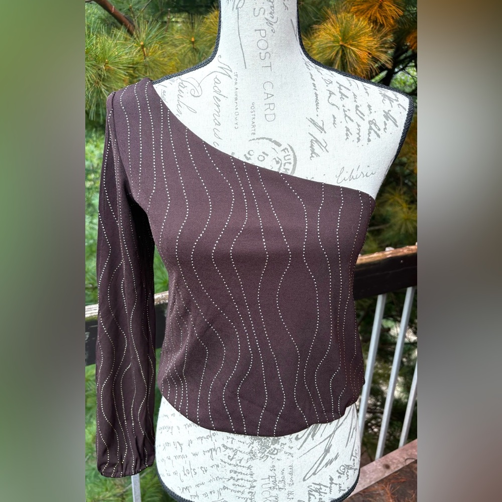 Asymmetrical One Shoulder Single Sleeve Top
Junior’s Small
Brown
Like New